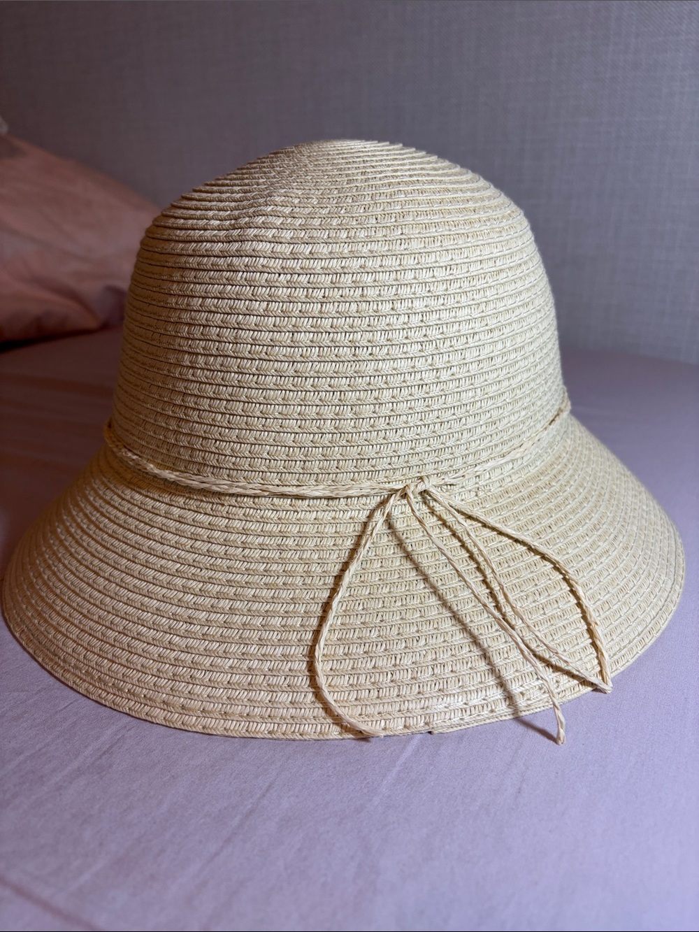 Style & Co. Cream Straw Sun Hat with Bow Trim